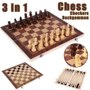 3 in 1 Chess/ Checkers/ Backgammon Set Game