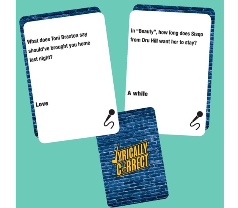Lyrically correct a music trivia game 90's R&B Expansion pack
