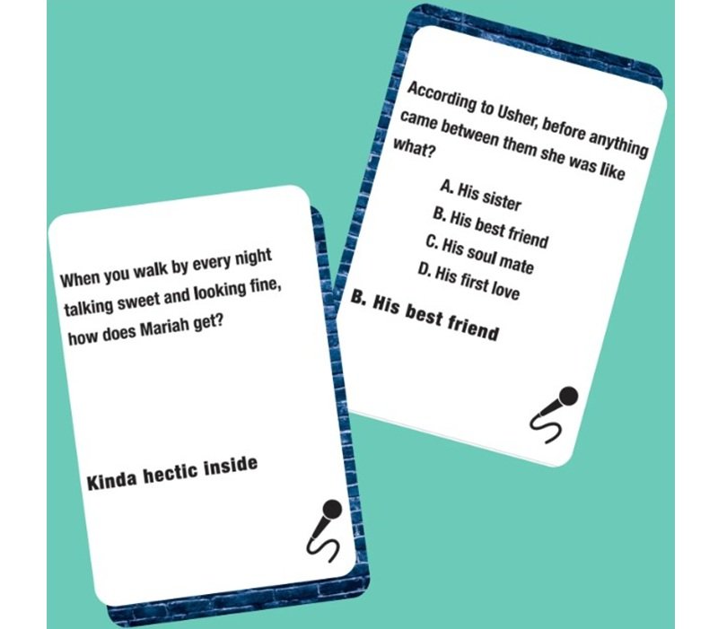 Lyrically correct a music trivia game 90's R&B Expansion pack
