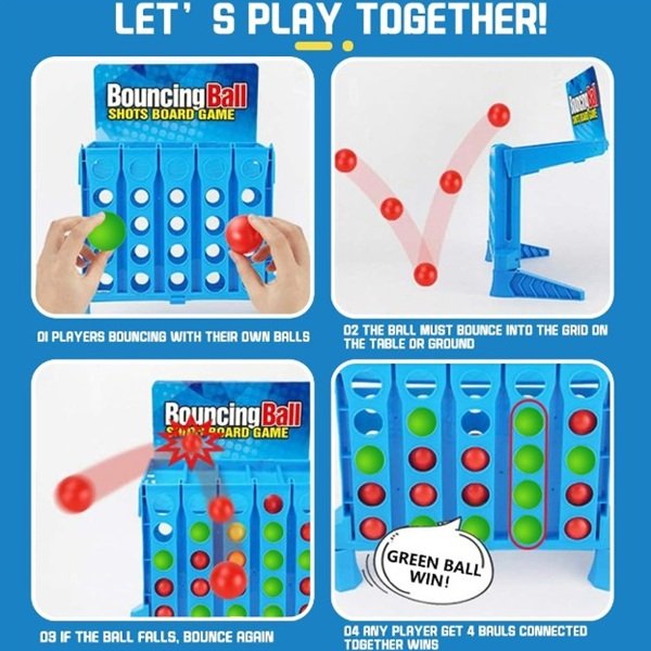 Bouncing Ball Shots Board Game-4-in-a-Row Bounce Game