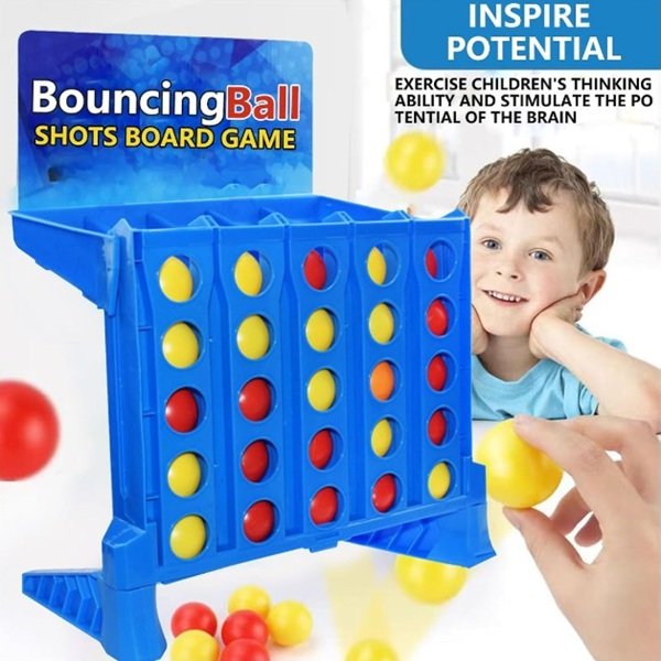 Bouncing Ball Shots Board Game-4-in-a-Row Bounce Game