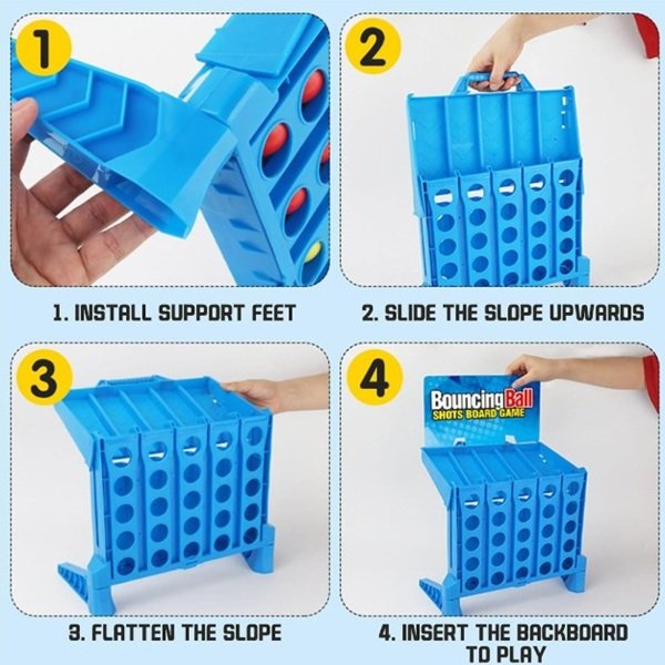 Bouncing Ball Shots Board Game-4-in-a-Row Bounce Game