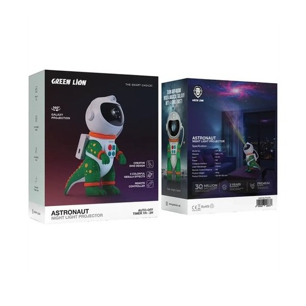 Green Lion Astronaut Galaxy Night Light Projector