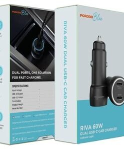 Porodo Blue Riva PD 60W Type-Cx2 Car Charger with C to C Cable