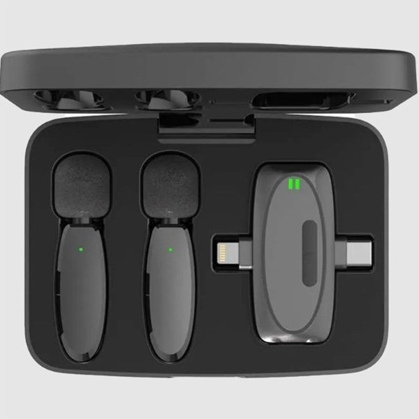Porodo Professional Wireless Microphone Dual Mic with Charging Case